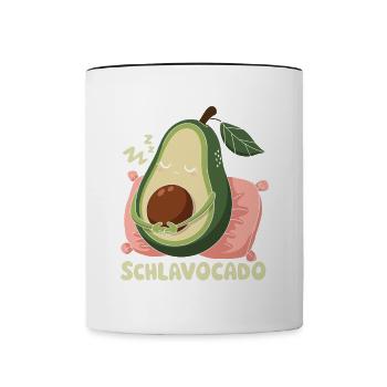 Schlavocado Avocado Offizielles Schlafshirt Schlaf - Tasse zweifarbig - Weiß/Schwarz - Vorne