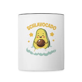 Schlavocado Avocado Offizielles Schlafshirt Schlaf - Tasse zweifarbig - Weiß/Schwarz - Vorne