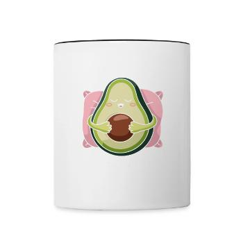 Schlavocado Avocado Offizielles Schlafshirt Schlaf - Tasse zweifarbig - Weiß/Schwarz - Vorne