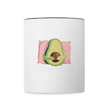 Schlavocado Avocado Offizielles Schlafshirt Schlaf - Tasse zweifarbig - Weiß/Schwarz - Vorne