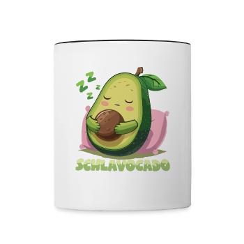 Schlavocado Avocado Offizielles Schlafshirt Schlaf - Tasse zweifarbig - Weiß/Schwarz - Vorne