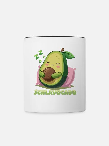 Schlavocado Avocado Offizielles Schlafshirt Schlaf - Tasse zweifarbig - Weiß/Schwarz