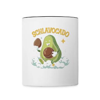 Schlavocado Avocado Offizielles Schlafshirt Schlaf - Tasse zweifarbig - Weiß/Schwarz - Vorne