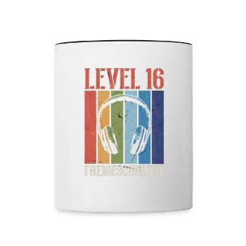 16e anniversaire 16 ans Niveau 16 Joueur vidéo - Mug contrasté - blanc/noir - Devant