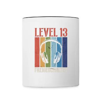 13th Birthday 13 Years Level 13 Video Gamer - Contrasting Mug - white/black - Front
