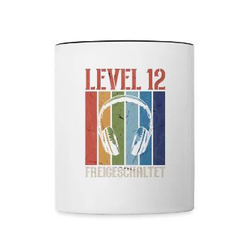 12. Geburtstag 12 Jahre Level 12 Video Gamer - Tasse zweifarbig - Weiß/Schwarz - Vorne