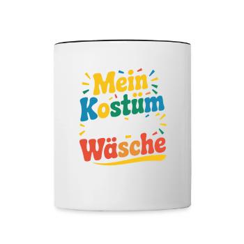 Mein Kostüm ist in der Wäsche Karneval Fasching - Tasse zweifarbig - Weiß/Schwarz - Vorne