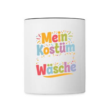 Mein Kostüm ist in der Wäsche Karneval Fasching - Tasse zweifarbig - Weiß/Schwarz - Vorne