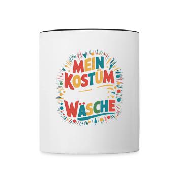 Mein Kostüm ist in der Wäsche Karneval Fasching - Tasse zweifarbig - Weiß/Schwarz - Vorne