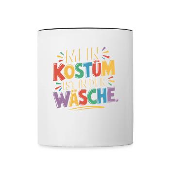 Mein Kostüm ist in der Wäsche Karneval Fasching - Tasse zweifarbig - Weiß/Schwarz - Vorne