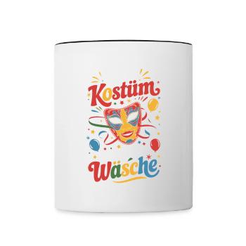 Mein Kostüm ist in der Wäsche Karneval Fasching - Tasse zweifarbig - Weiß/Schwarz - Vorne
