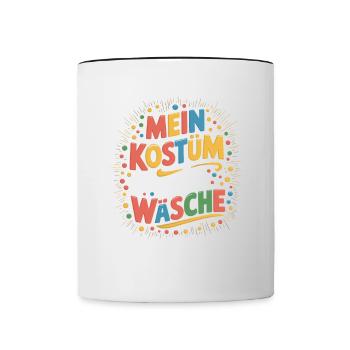 Mein Kostüm ist in der Wäsche Karneval Fasching - Tasse zweifarbig - Weiß/Schwarz - Vorne
