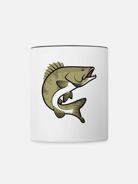Zander Angeln Fisch Raubfisch - Tasse zweifarbig - Weiß/Schwarz