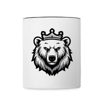 Ours polaire portrait animal couronne d'ours polaire - Mug contrasté - blanc/noir - Devant