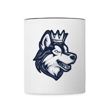 Couronne de chien Husky - Mug contrasté - blanc/noir - Devant