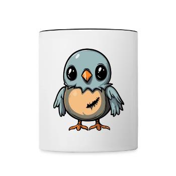 Dove Bird Halloween Zombie - Contrasting Mug - white/black - Front