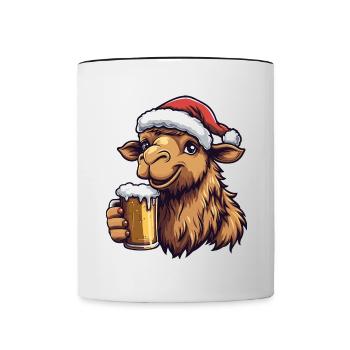 Kamel Weihnachten Bier Lustig - Tasse zweifarbig - Weiß/Schwarz - Vorne