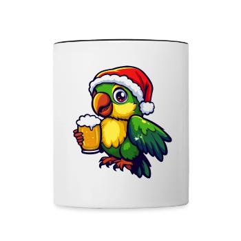 Parrot Christmas Beer Funny - Contrasting Mug - white/black - Front