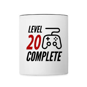 Geburtstag Level 20 Complete Alter Jahre Komplett - Tasse zweifarbig - Weiß/Schwarz - Vorne