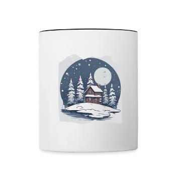 Winter Wonderland Retreat Snowy Night Festive - Contrasting Mug - white/black - Front