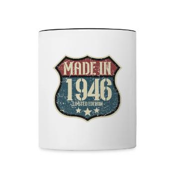 1946 Birthday Born In 1946 Retro Vintage - Contrasting Mug - white/black - Front