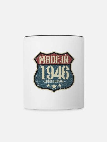 1946 Geburtstag geboren im Jahr 1946 Retro Vintage - Tasse zweifarbig - Weiß/Schwarz