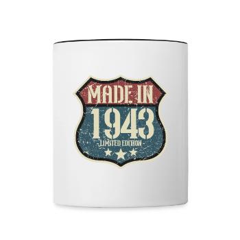 1943 Birthday Born In 1943 Retro Vintage - Contrasting Mug - white/black - Front
