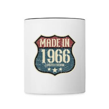 Né en 1966 1966 cadeau d’anniversaire vintage - Mug contrasté - blanc/noir - Devant