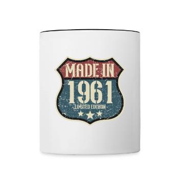 1961 Vintage anniversaire rétro Vintage cadeau - Mug contrasté - blanc/noir - Devant