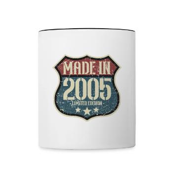 2005 Birthday Born In 2005 Retro Vintage - Contrasting Mug - white/black - Front