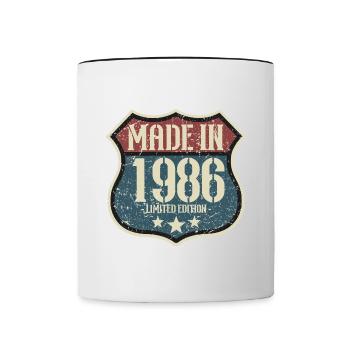 1986 Anniversaire Né En 1986 Rétro Vintage - Mug contrasté - blanc/noir - Devant