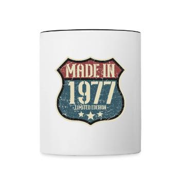 1977 Anniversaire Né En 1977 Rétro Vintage - Mug contrasté - blanc/noir - Devant