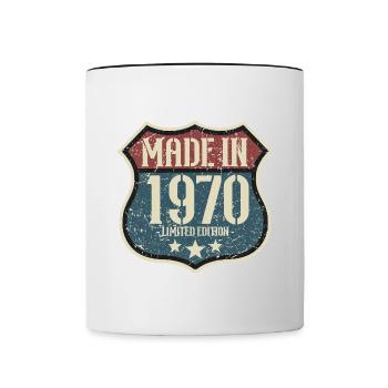 1970 Anniversaire Né En 1970 Rétro Vintage - Mug contrasté - blanc/noir - Devant
