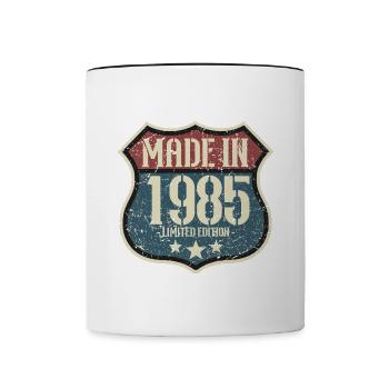1985 Anniversaire Né En 1985 Rétro Vintage - Mug contrasté - blanc/noir - Devant