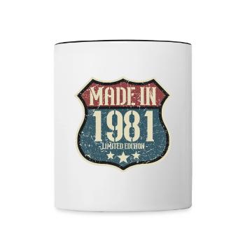 1981 Birthday Born In 1981 Retro Vintage - Contrasting Mug - white/black - Front