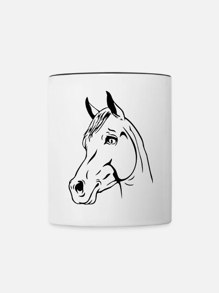 ein Pferdekopf - Tasse zweifarbig - Weiß/Schwarz