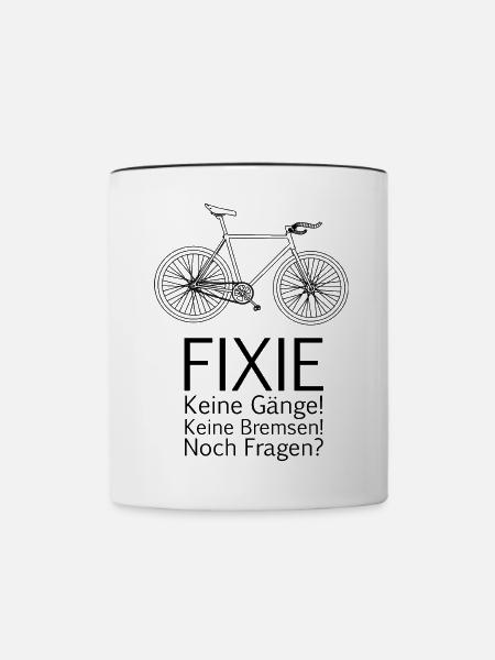 Fixie Fahrrad - Tasse zweifarbig - Weiß/Schwarz