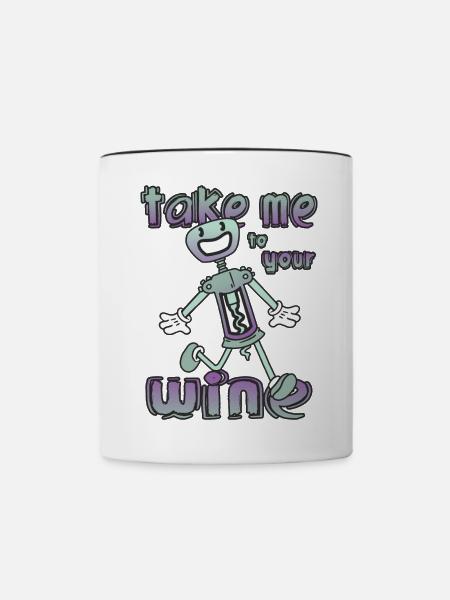 Lustige Korkenzieher - Tasse zweifarbig - Weiß/Schwarz