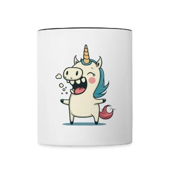 Unicorn Ugly Colorful Cute Cute Cartoon Comic - Contrasting Mug - white/black - Front