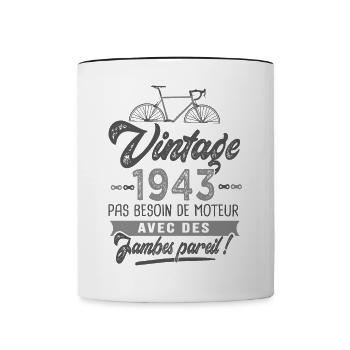 1943 Vélo Anniversaire Homme 80 ans vélos velo - Mug contrasté - blanc/noir - Devant