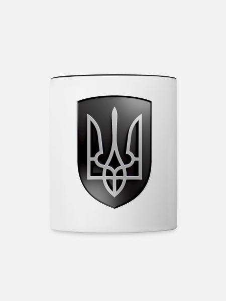 Armoiries de l’Ukraine look métal - Mug contrasté - blanc/noir