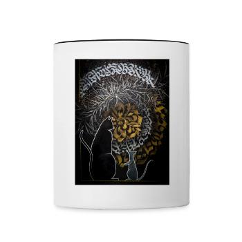 Calligraffiti - Katz & Maus - Tasse zweifarbig - Weiß/Schwarz - Vorne