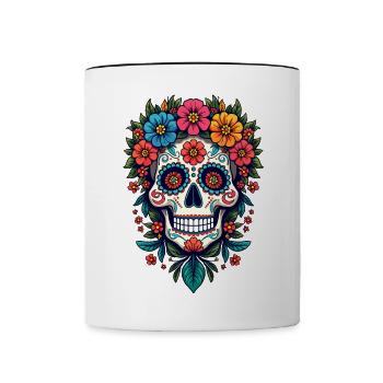 Festlicher Dia de los Muertos, Tag der Toten - Tasse zweifarbig - Weiß/Schwarz - Vorne