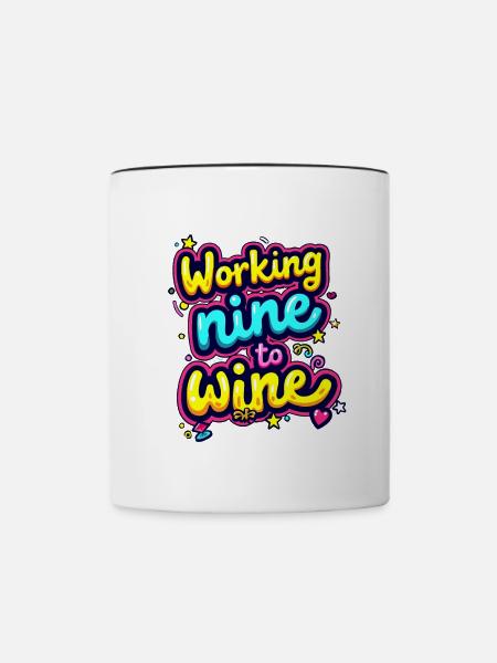 VON NEUN ZUM WEIN - Tasse zweifarbig - Weiß/Schwarz