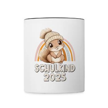 School Child 2025 Squirrel School Enrollment School - Contrasting Mug - white/black - Front