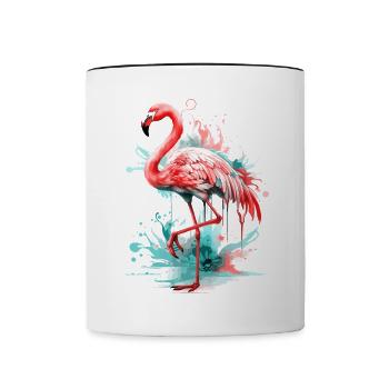 Flamingo Bird Exotic Summer Splash Pink Pink - Contrasting Mug - white/black - Front