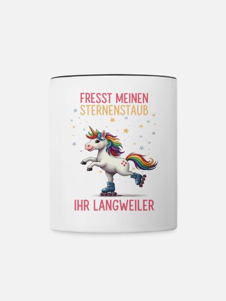 Rollschuh Einhorn - Tasse zweifarbig - Weiß/Schwarz
