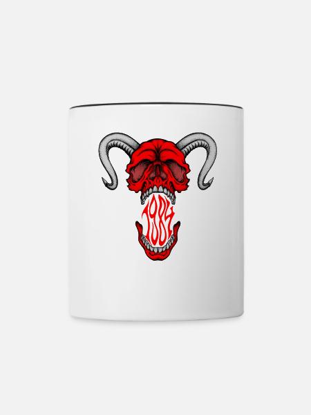 "HELLSKULL – Dämonisches Gebrüll" - Tasse zweifarbig - Weiß/Schwarz