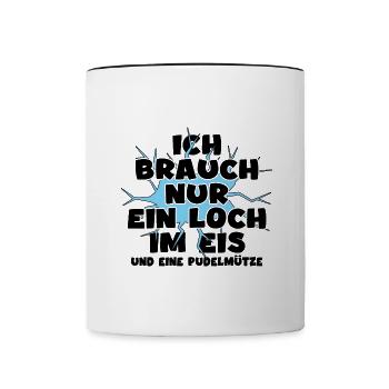 eisbader winterbader eisbademeister mit pudelmütze - Tasse zweifarbig - Weiß/Schwarz - Vorne