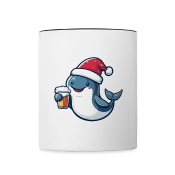 Wal Weihnachten Bier Lustig - Tasse zweifarbig - Weiß/Schwarz - Vorne